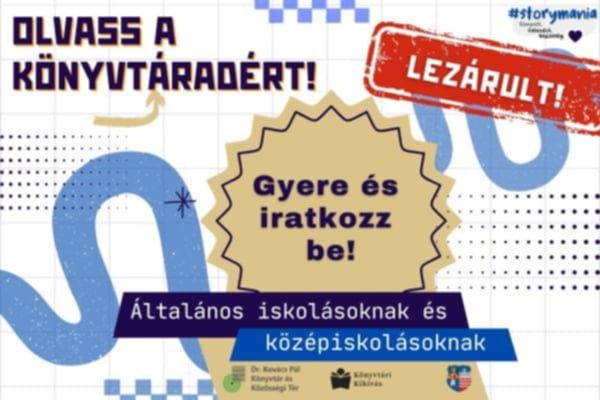 "Olvass a könyvtáradért!'' pályázat nyertese lett iskolánk