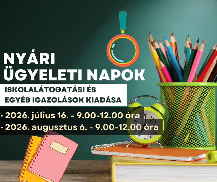 Nyári ügyeleti napok iskolánkban